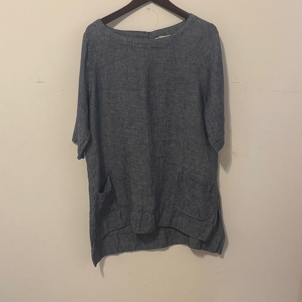 Linen Blue Women's Tunic Top